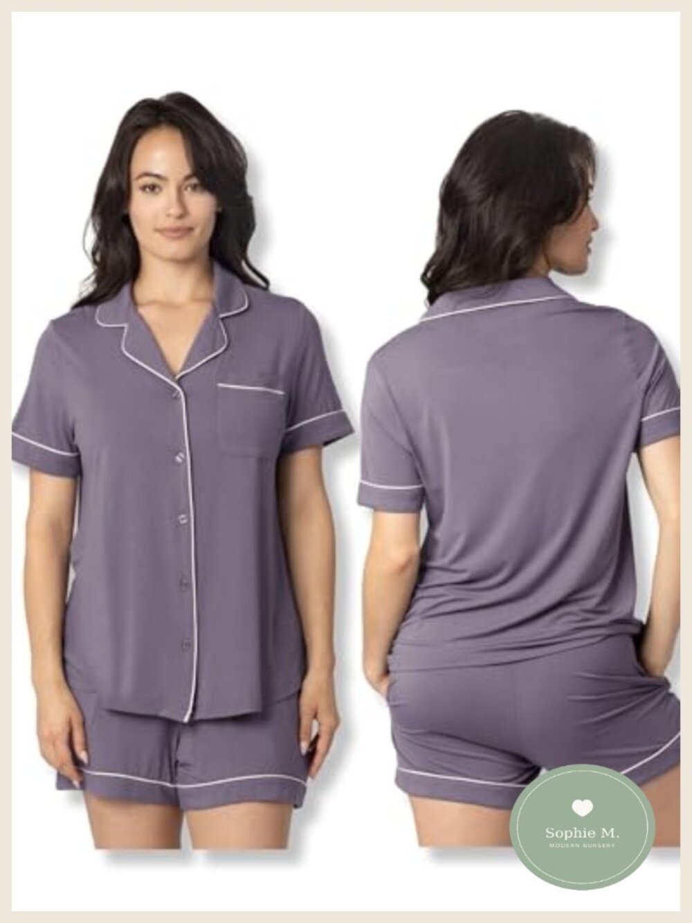 Maternity Nursing Pajama Set, Bamboo Viscose, Button Down, Pockets
